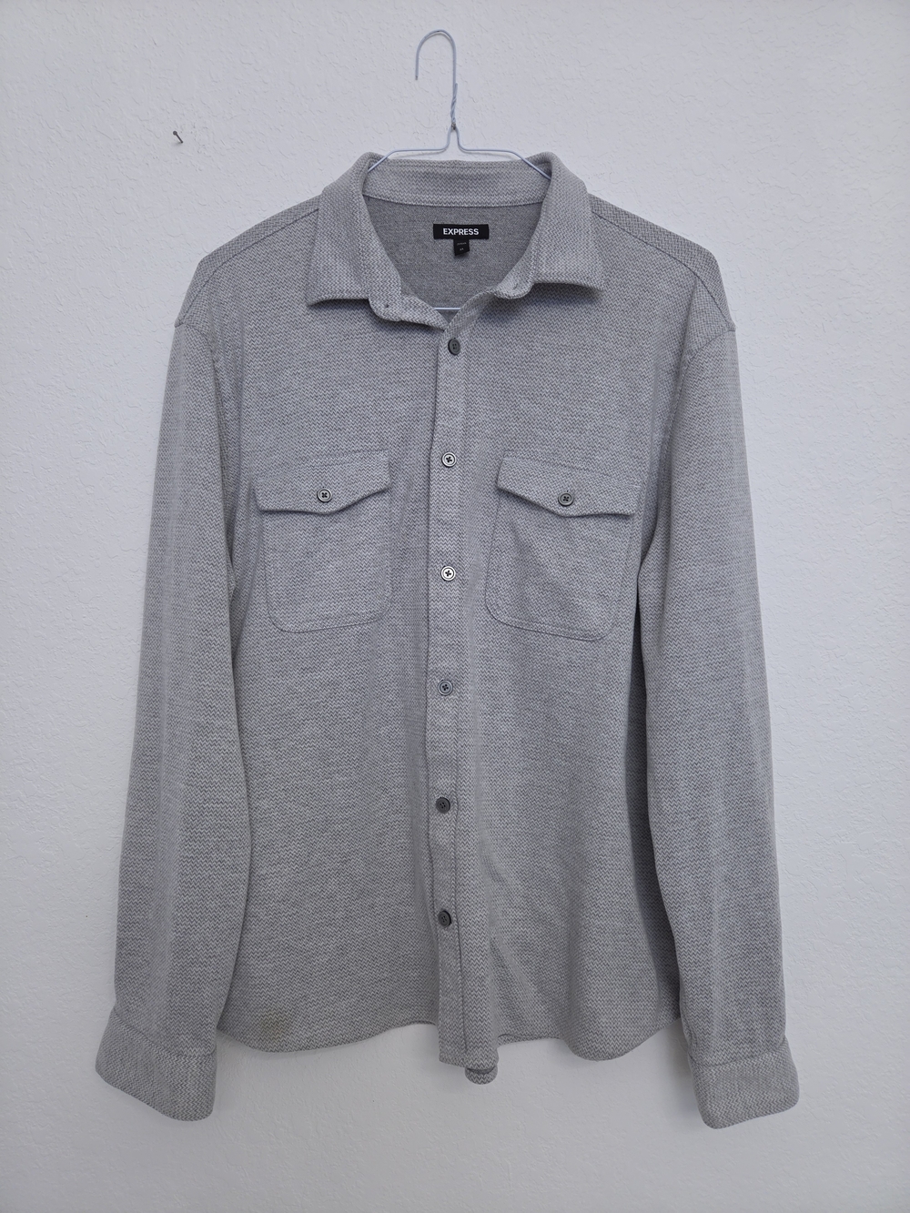 Express Men's Button-Down Shirt in Light Gray